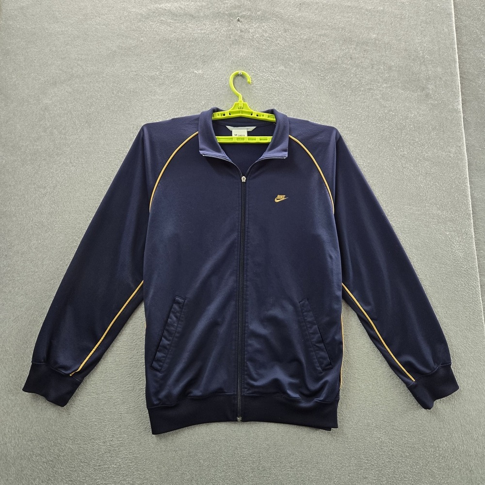 VINTAGE Nike Men Jacket L Navy Embroidered Swoosh Track Y2K Gray Label READ
